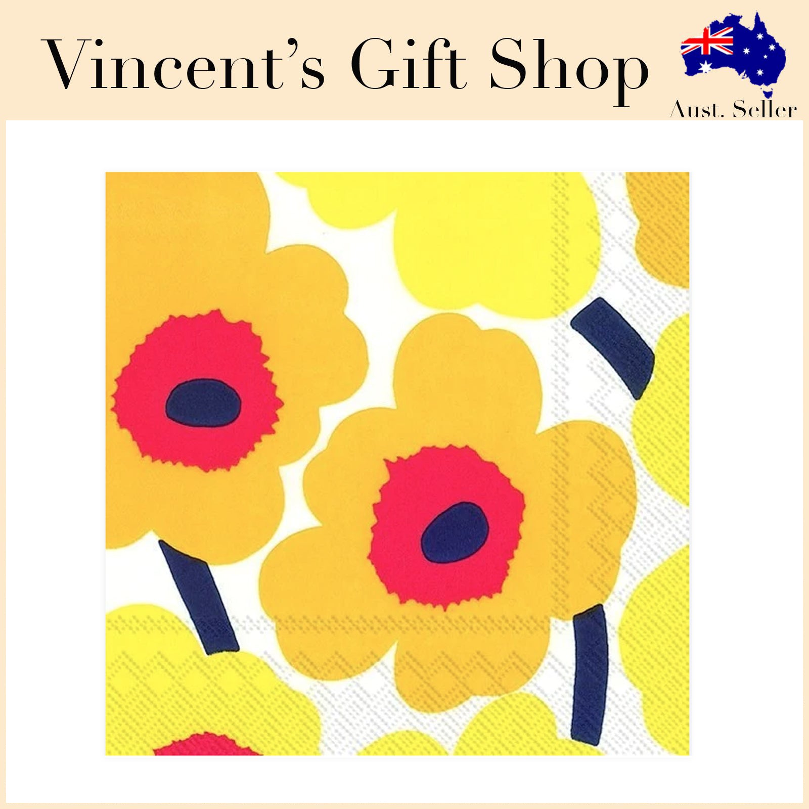 Marimekko Unikko Dark Yellow Serviettes Napkins