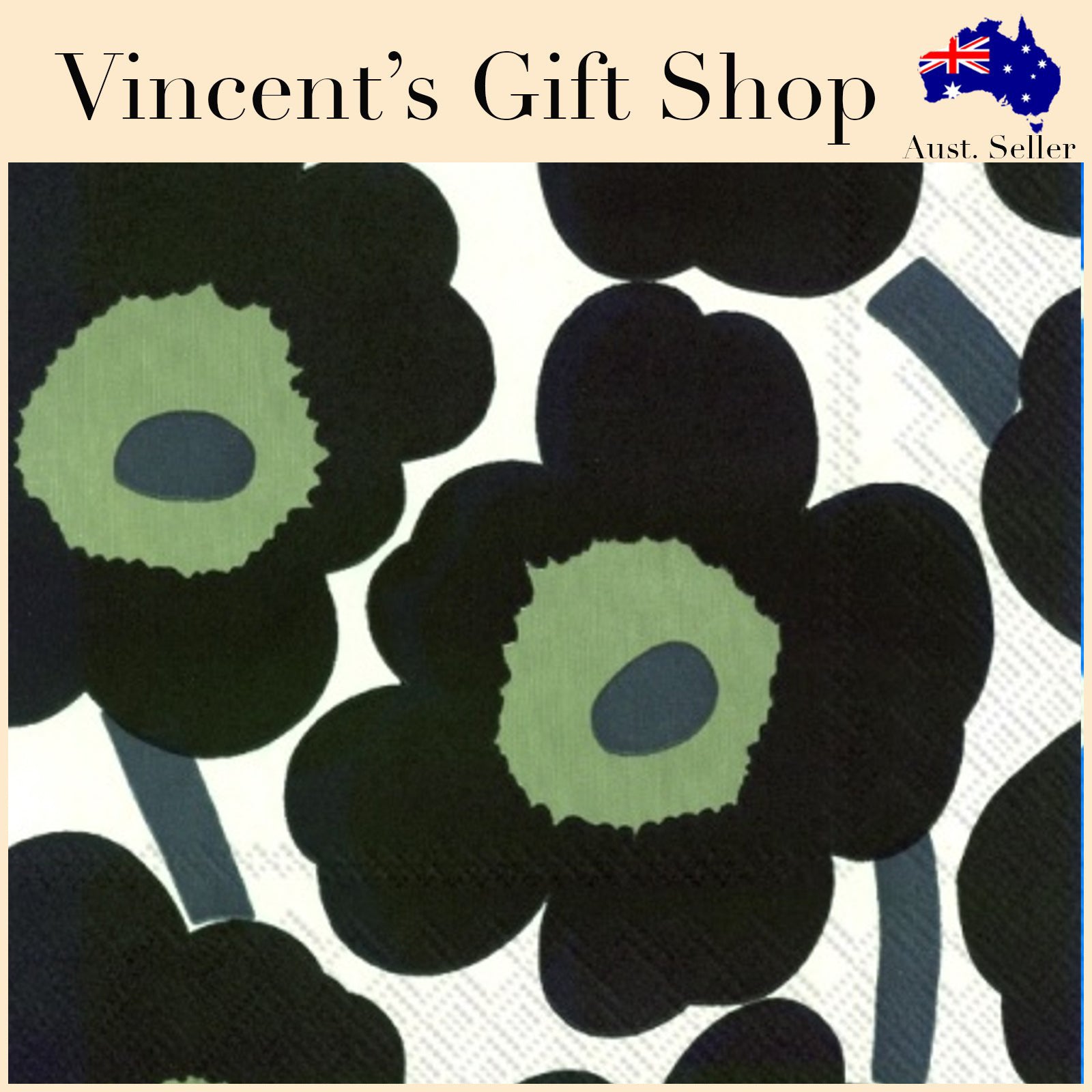 Marimekko Unikko White Black Serviettes Napkins