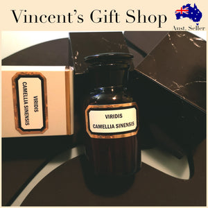 Plain and Simple Small Amber Apothecary Candle - Green Tea/ Viridis Camellia Candle
