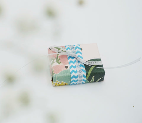 Sandalwood Bergamot Gift Soap with floral print wrap